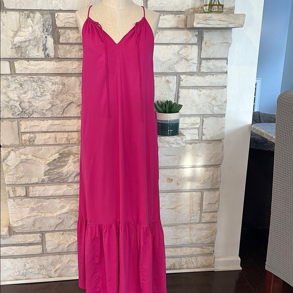 Banana Republic Pink Ruffled Tiered Maxi Sundress